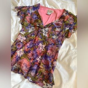Vintage‎ Floral Chiffon Top
